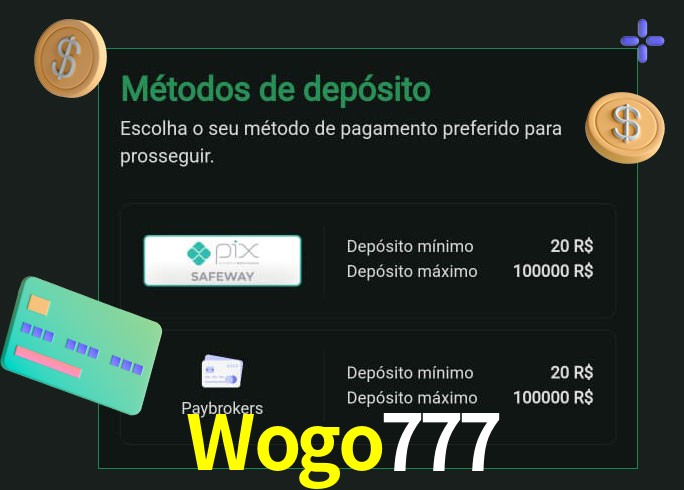 O cassino Wogo777 oferece uma grande variedade de métodos de pagamento